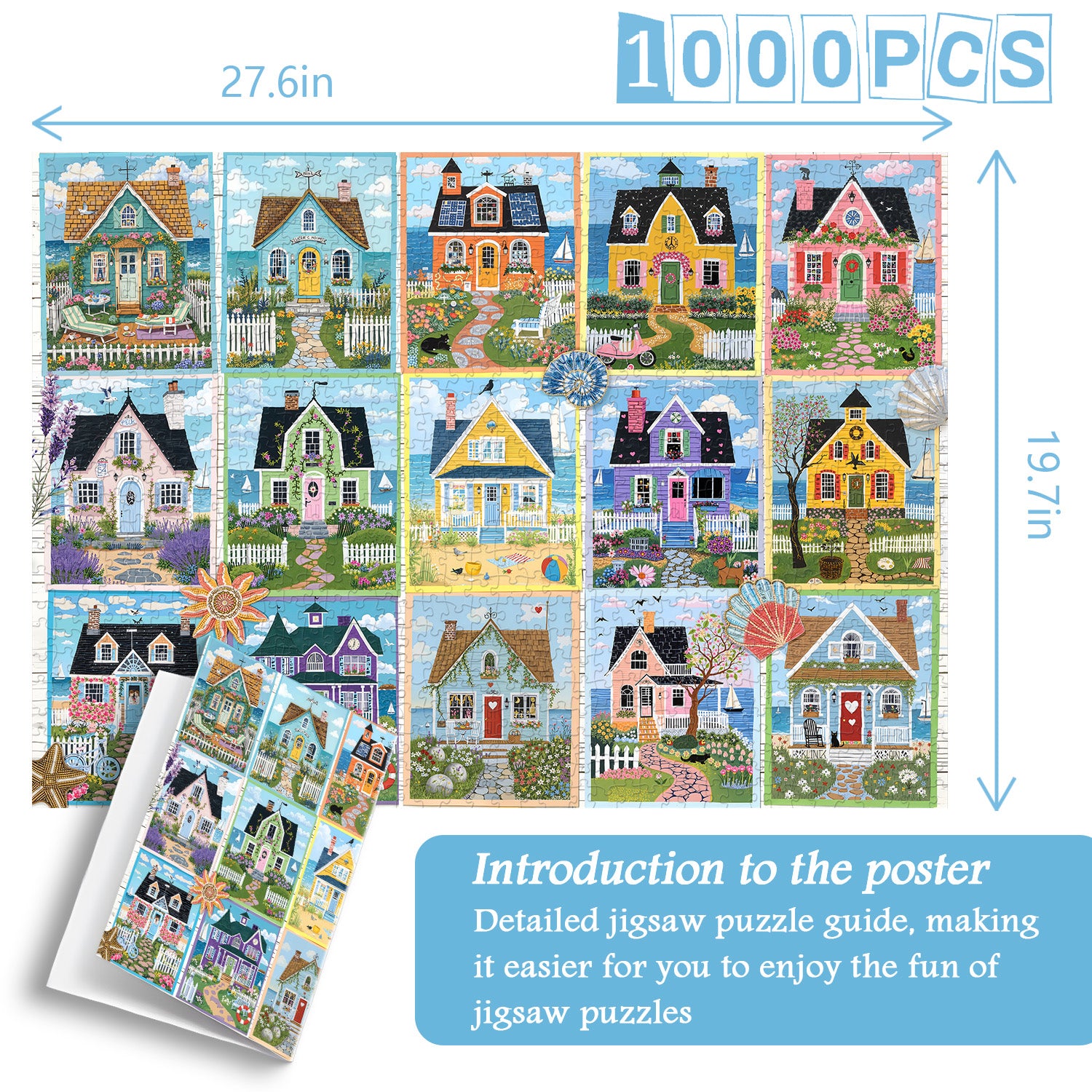 Coastal Cottage Collage Jigsaw Puzzle 1000 Pieces