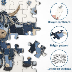 Blue Denim Highland Cow Puzzle 1000 Teile