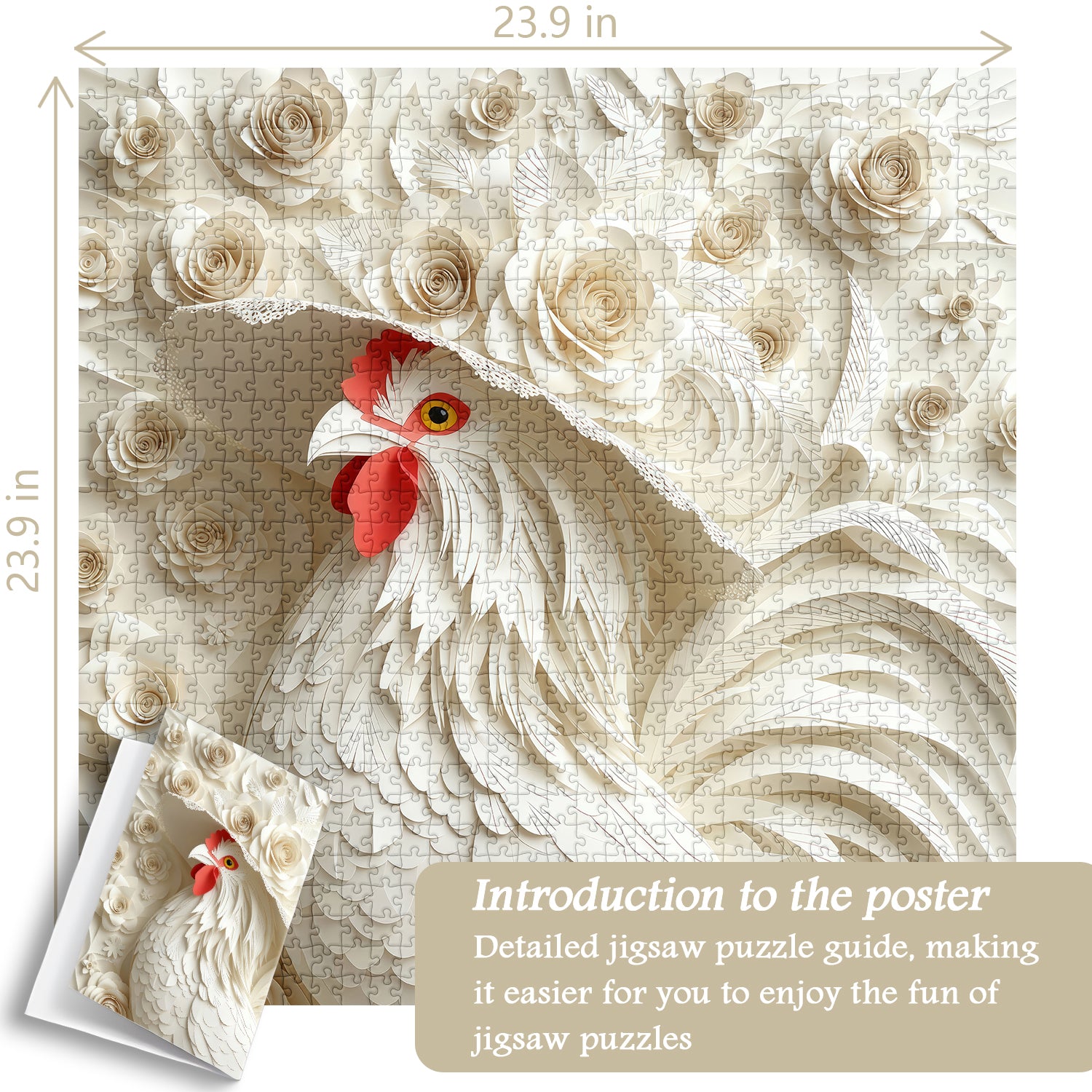 Elegantes Blumen-Hahn-Puzzle, 1000 Teile