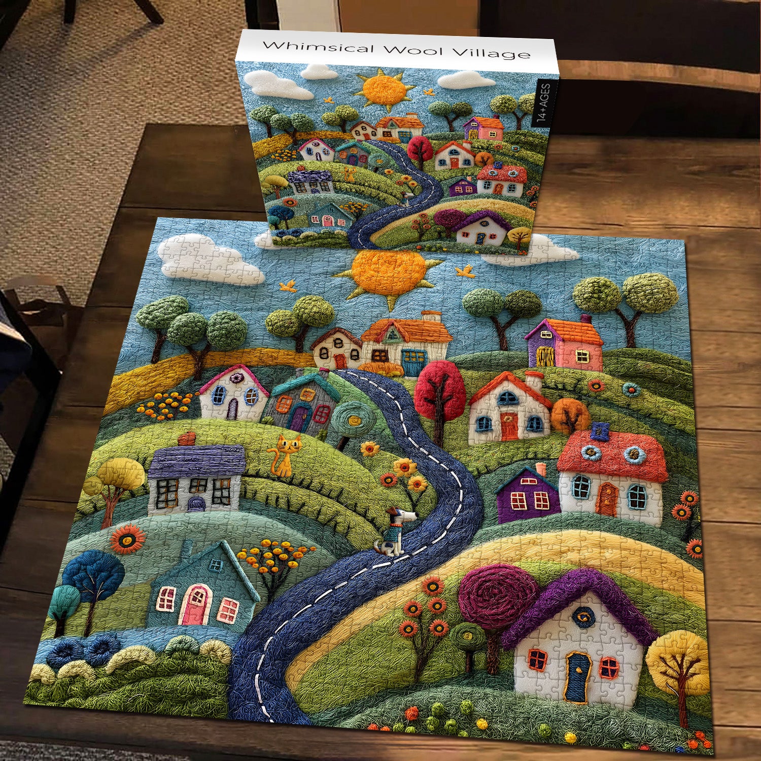 Whimsical Wool Village Jigsaw Puzzle 1000 Pieces