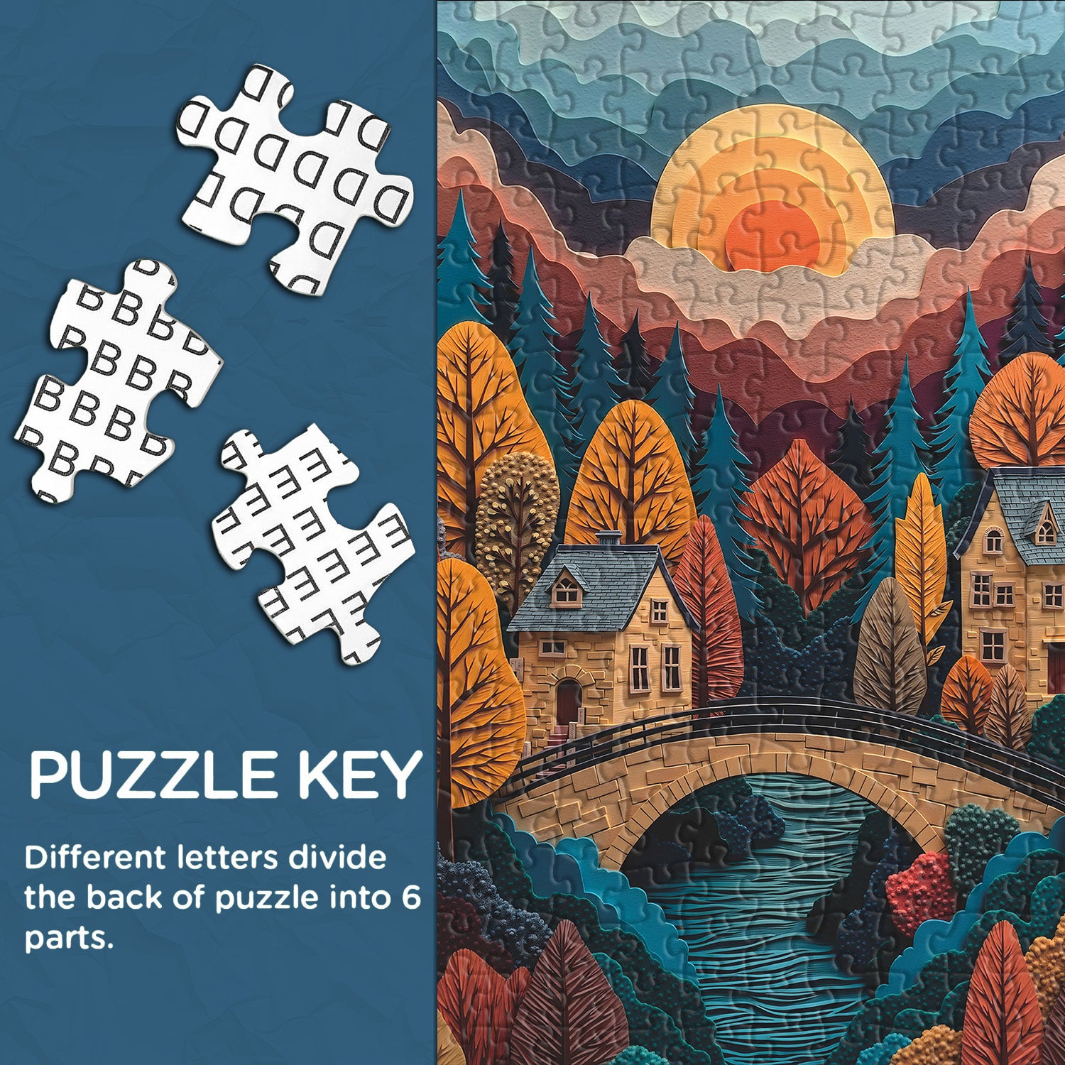 Golden Sunset Village Puzzle 1000 Teile