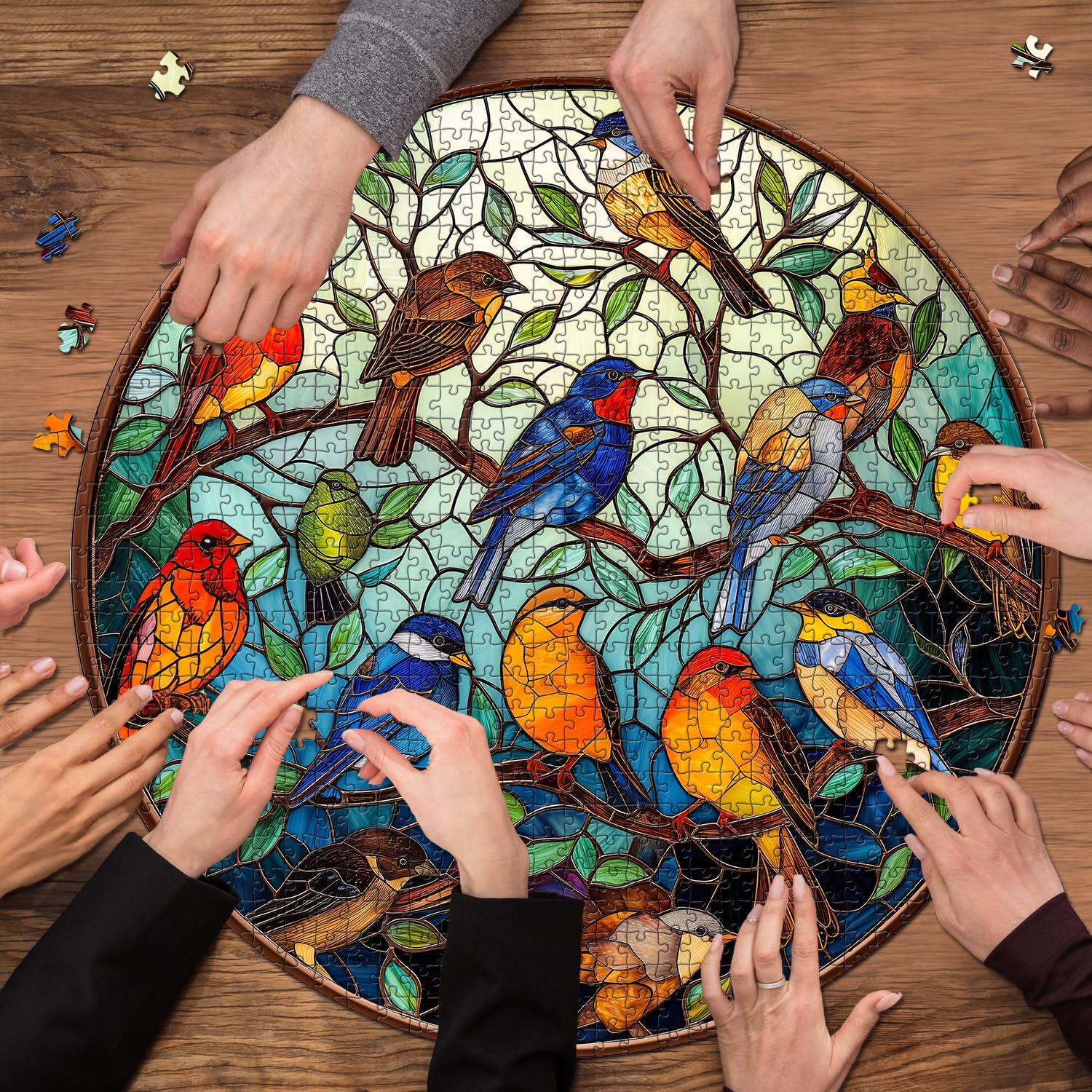 Stained Glass Bird Tree Jigsaw Puzzle 1000 Pieces