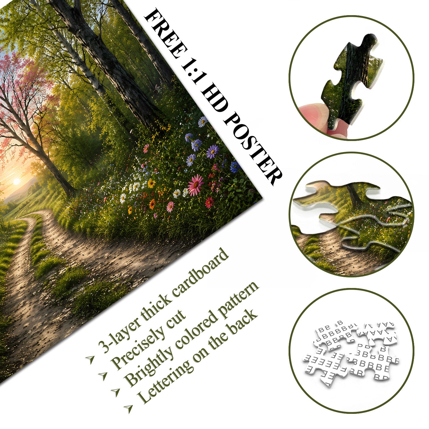 Sunlit Forest Path Jigsaw Puzzle 1000 Pieces