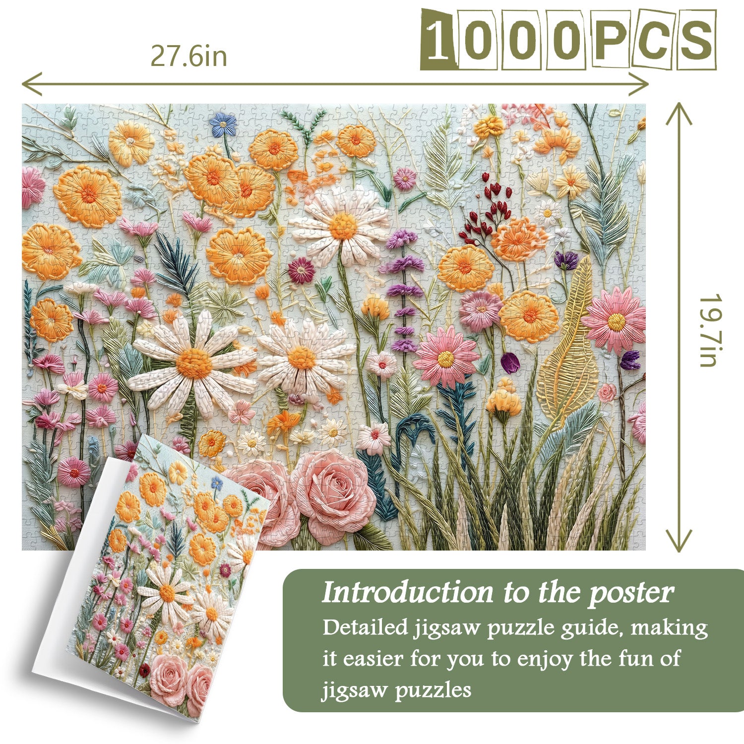 Embroidered Flowers Jigsaw Puzzle 1000 Pieces