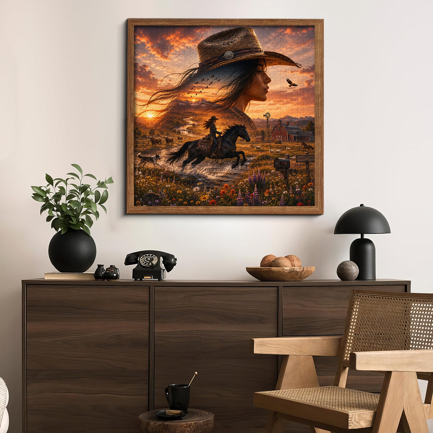Western Rider Glow Flag Jigsaw Puzzle 1000 Pieces