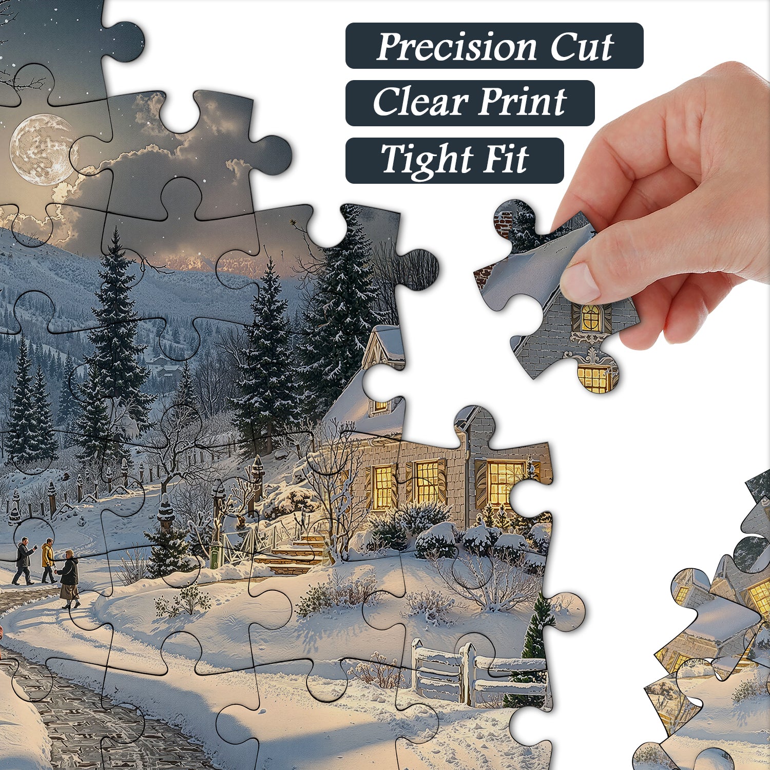 Moonlit Snowy Night Jigsaw Puzzle 1000 Pieces