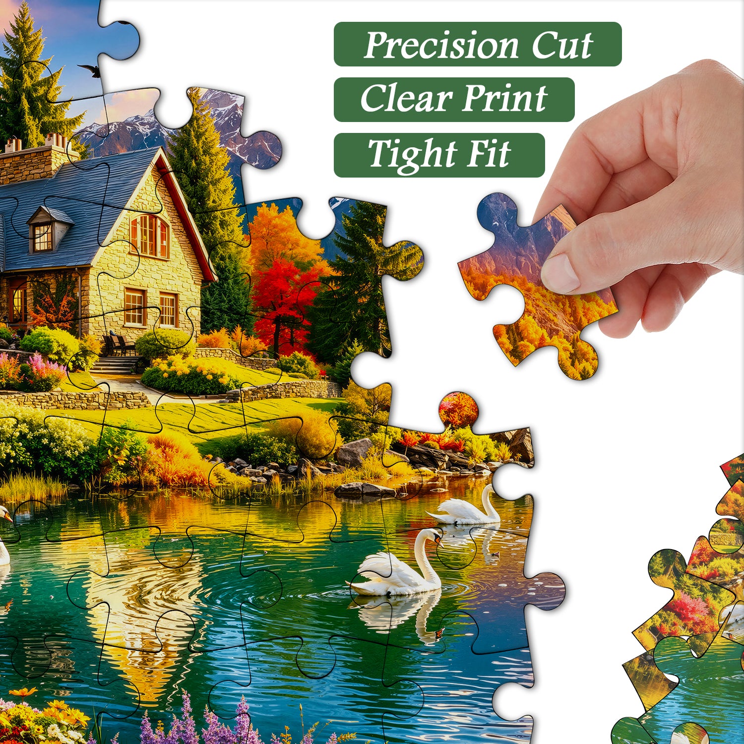 Mountain Lake Cottage Jigsaw Puzzle 1000 Pieces