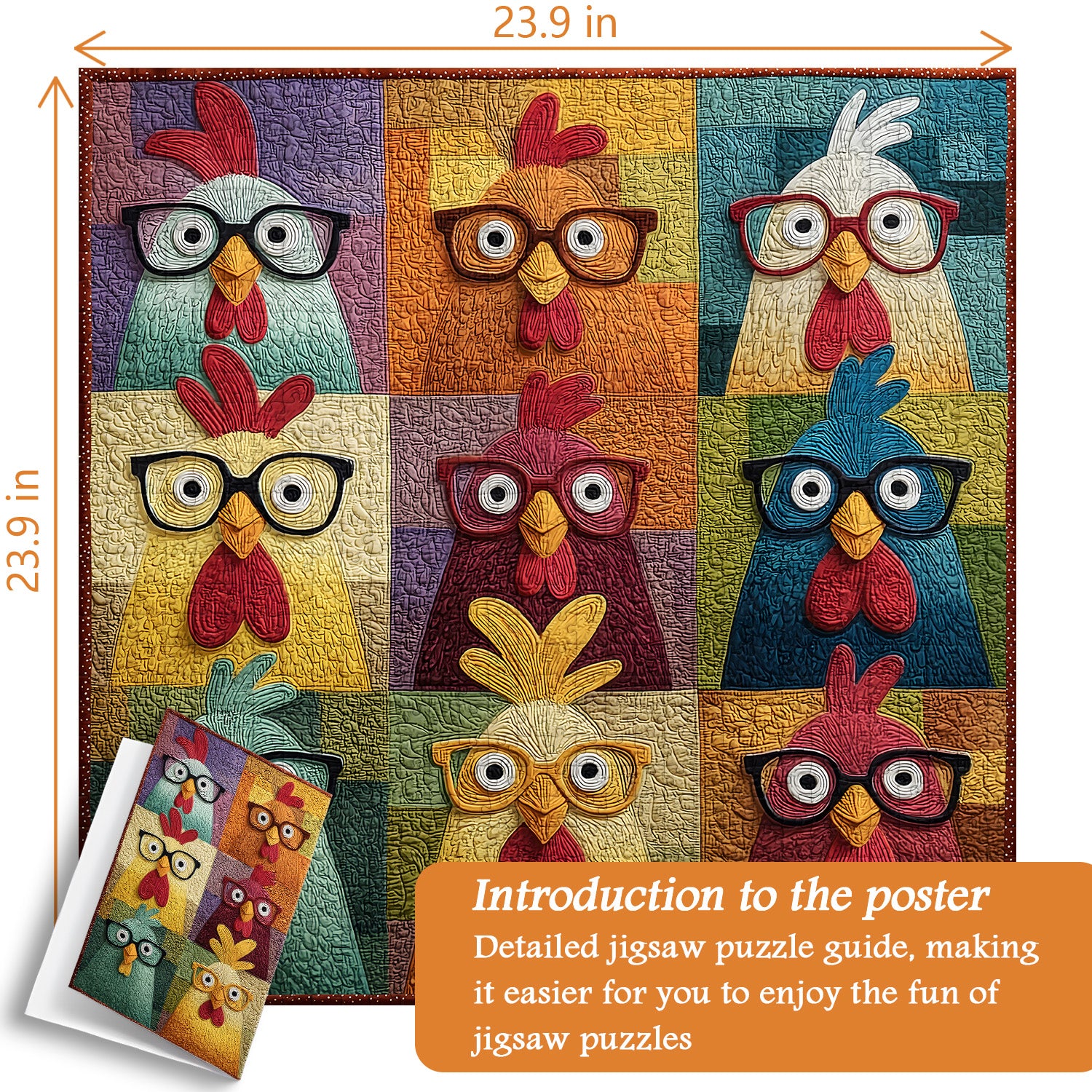 Fabric Chicken Fun Jigsaw Puzzle 1000 Pieces