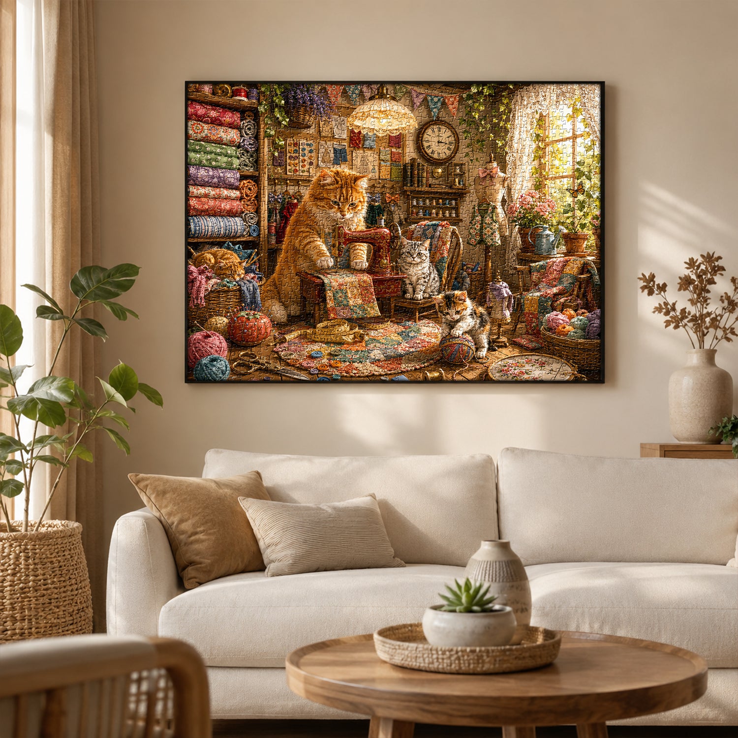 Sewing Cat Cottage Jigsaw Puzzle 1000 Pieces