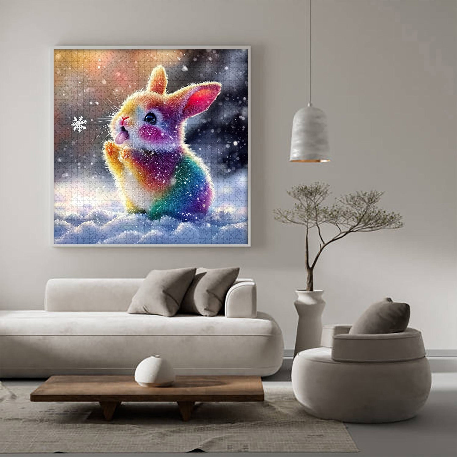 Snowy Hued Rabbit Jigsaw Puzzle 1000 Pieces