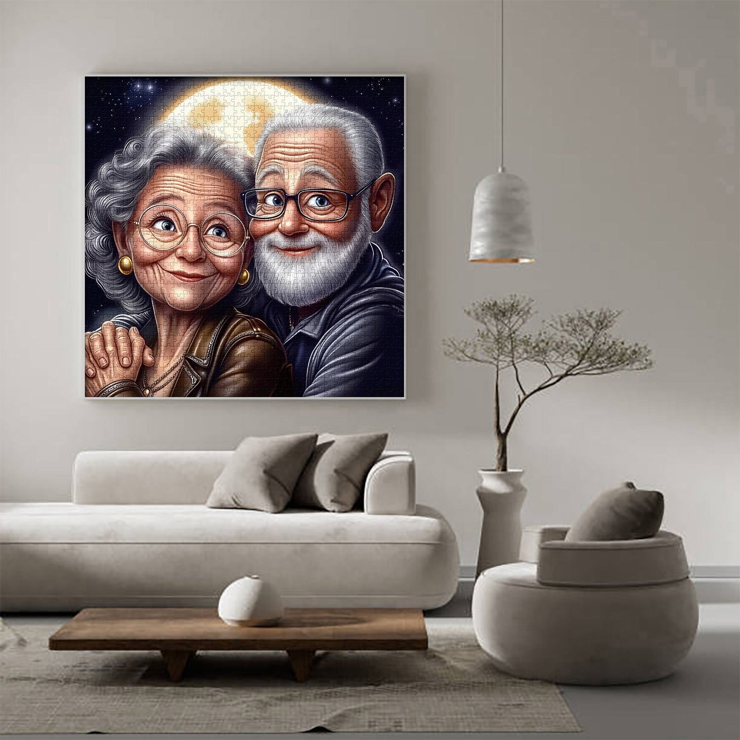 Silbernes Haar umarmt Puzzle 1000 Teile