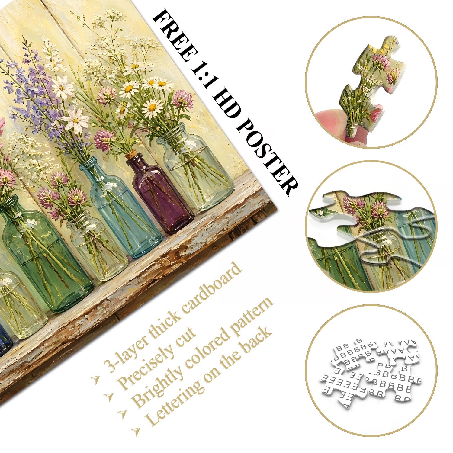 Wildflowers in Bottles Jigsaw Puzzle 1000 Pieces