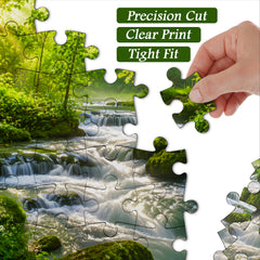 Green Forest Waterfall Jigsaw Puzzle 1000 Pieces
