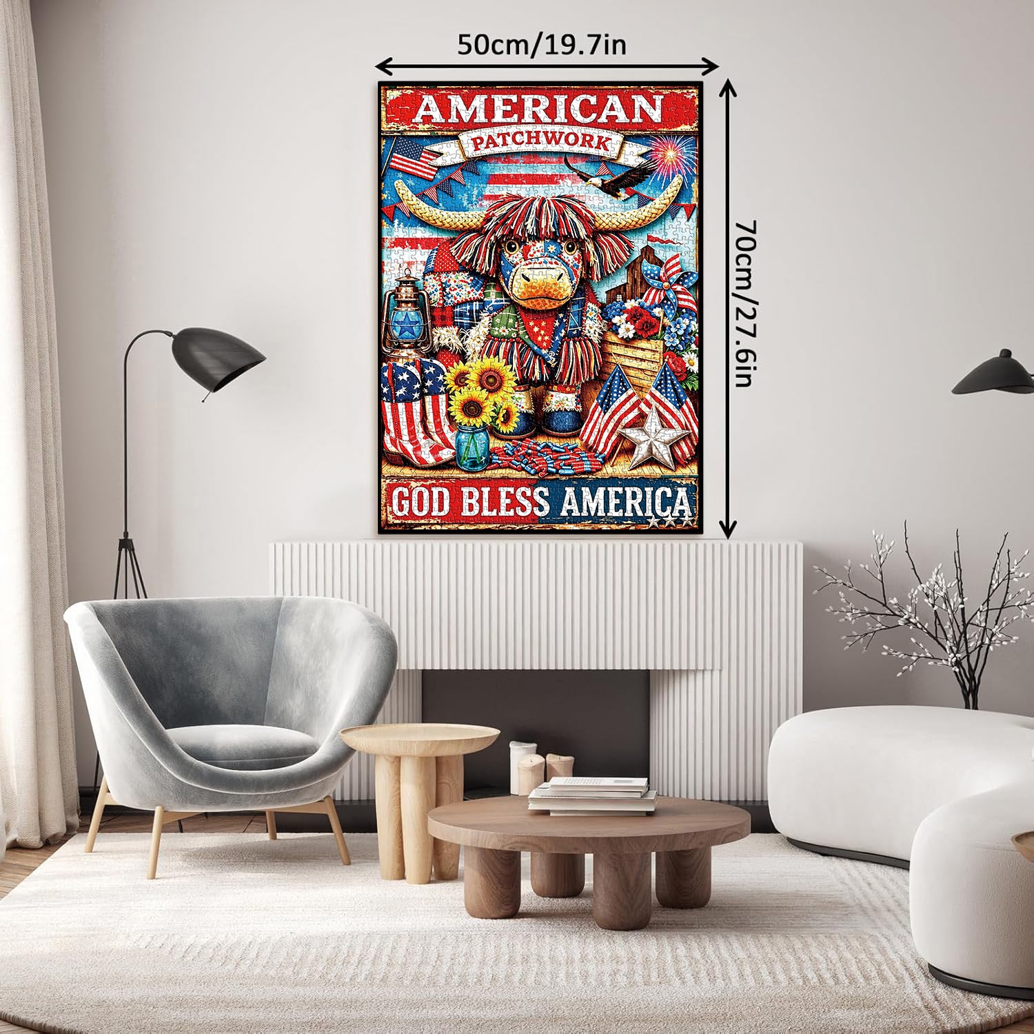 American Patchwork Bull Jigsaw Puzzle 1000 Pieces