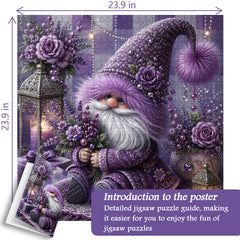 Purple Floral Gnome Jigsaw Puzzle 1000 Pieces