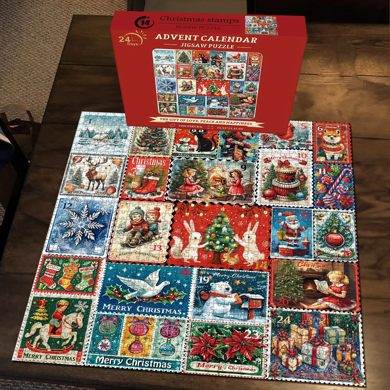 Christmas stamps Advent Calendar Jigsaw Puzzle 1000 Pieces