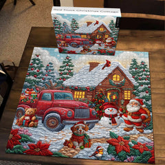 Red Truck Christmas Cottage Jigsaw Puzzle 1000 Stücke