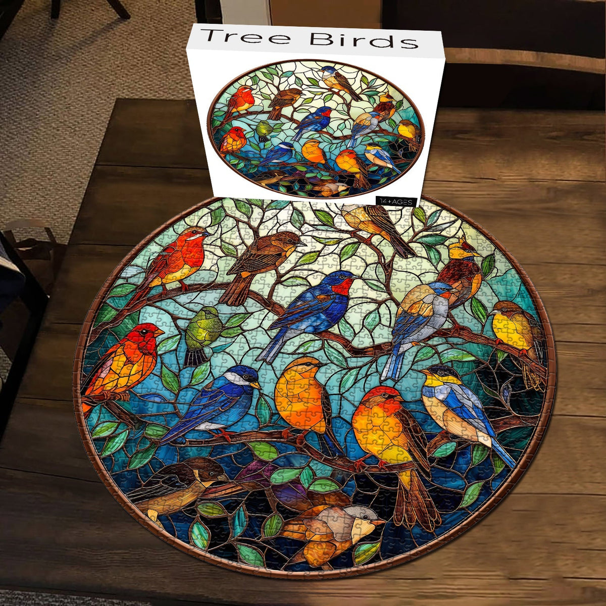 Stained Glass Bird Tree Jigsaw Puzzle 1000 Pieces