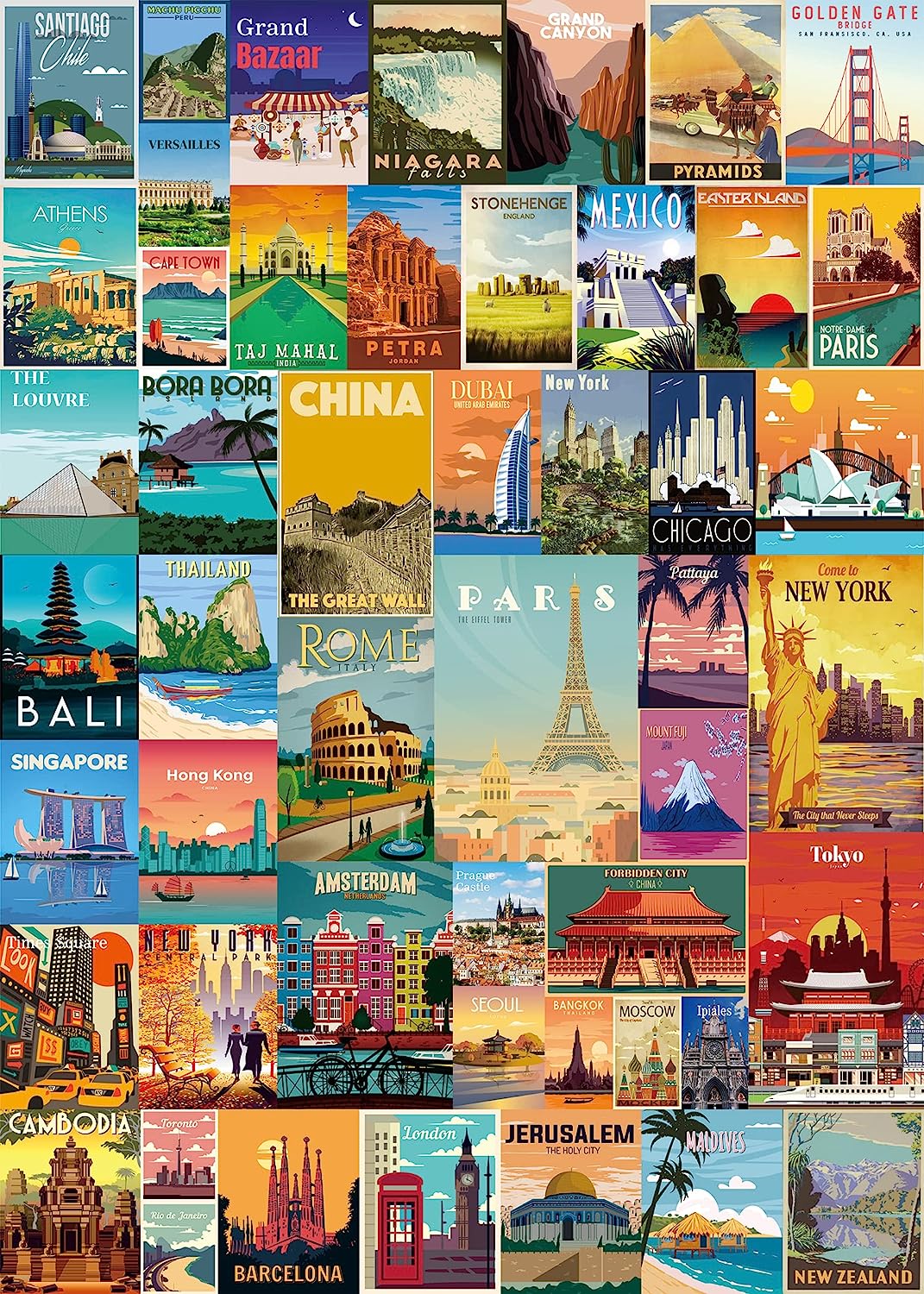 Vintage-Weltreiseposter, Puzzle, 1000 Teile