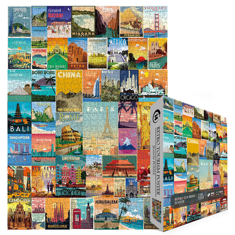 Vintage-Weltreiseposter, Puzzle, 1000 Teile